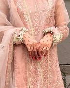 White & Pink Chrysanthemums Floral Bracelets