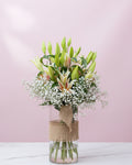 Lily & Gypsophila bouquet in a vase