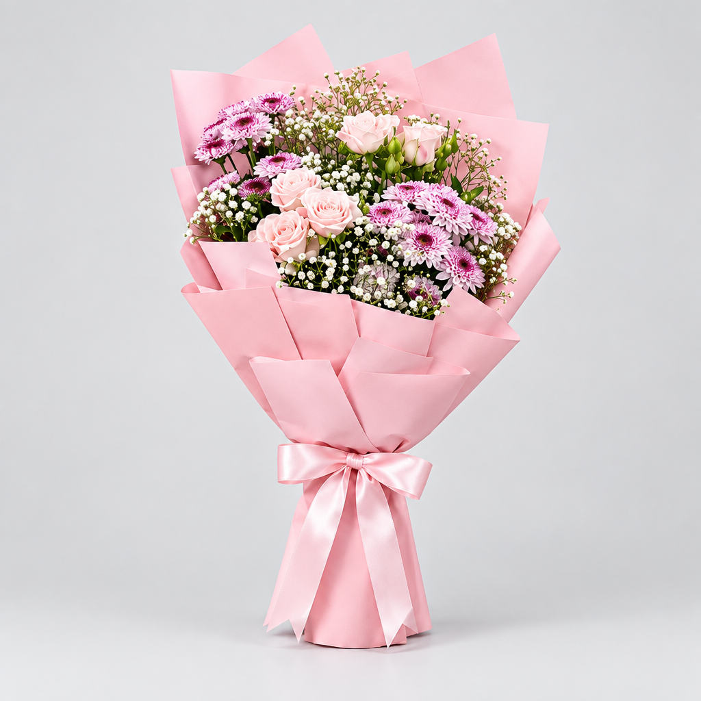 Pink Chrysanthemum & Spray Rose Bouquet