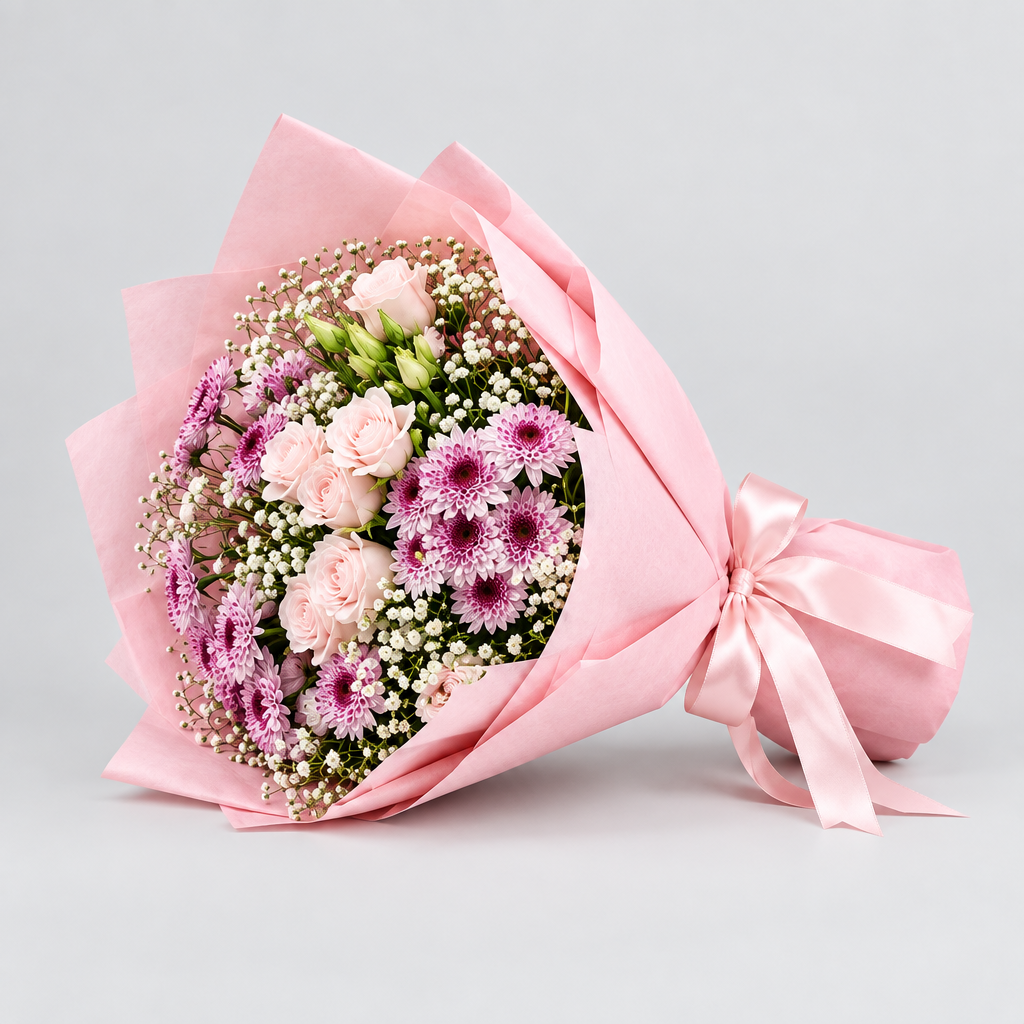 Pink Chrysanthemum & Spray Rose Bouquet