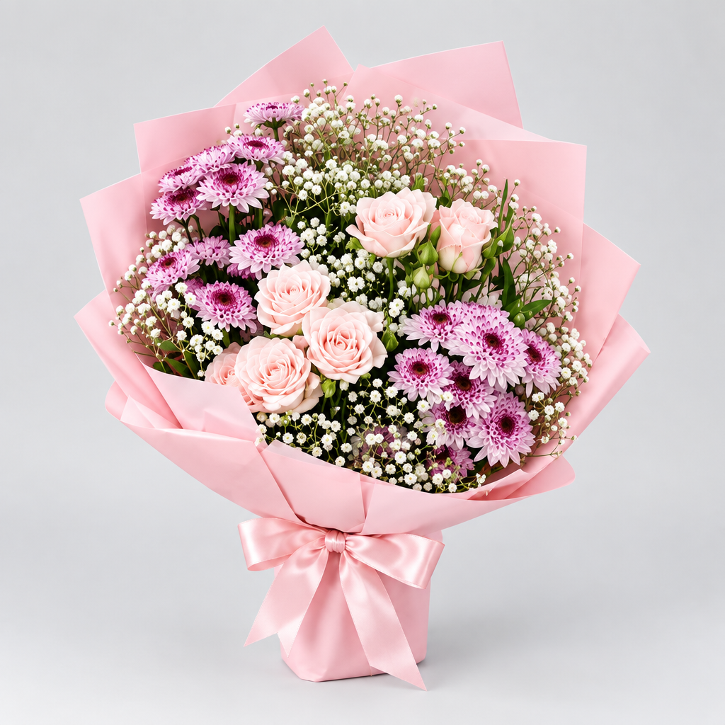 Pink Chrysanthemum & Spray Rose Bouquet